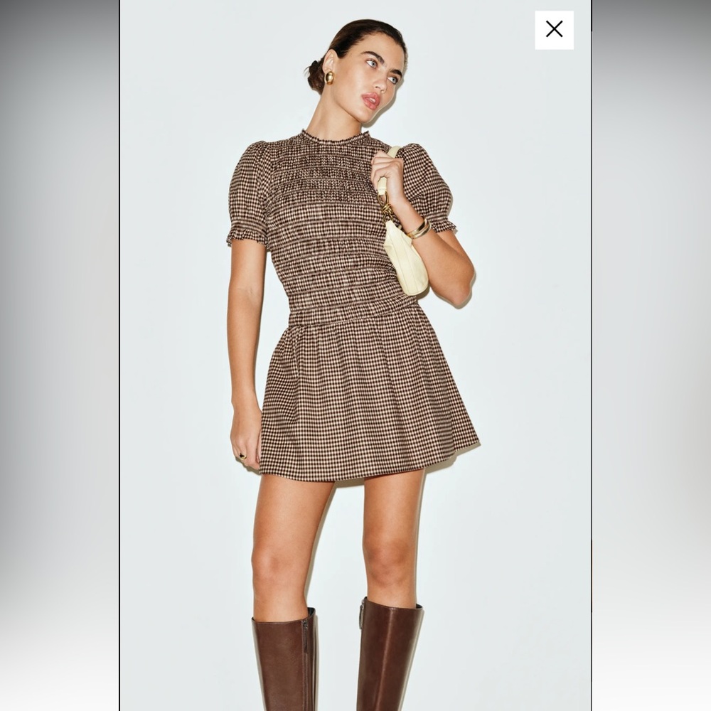 Reformation Leannah Dress Tartine Check Size 0